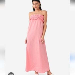 Chic Stark X Strapless Pink Ruffle Dress